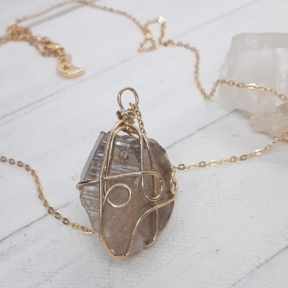 Wire wrapped Genuine smokey Quartz necklace - Picture 8 of 8